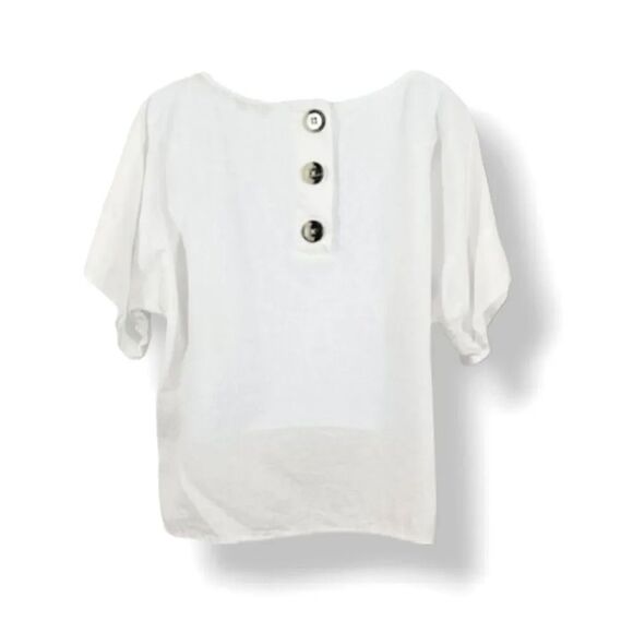 Harve Benard Oversized Washable Linen Flutter Sleeve Top in White Size Small - Picture 2 of 10